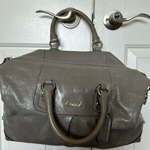 Coach gray satchel with removable shoulder strap